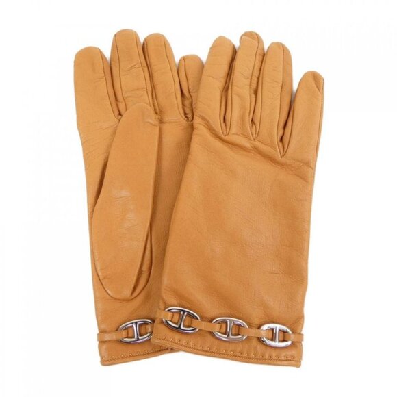 Hermes Tan Leather Gloves